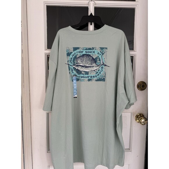 New Men's 4XB Big & Tall IZOD Saltwater Classics Cool Swell T-Shirt Harbor Gray - Picture 3 of 9